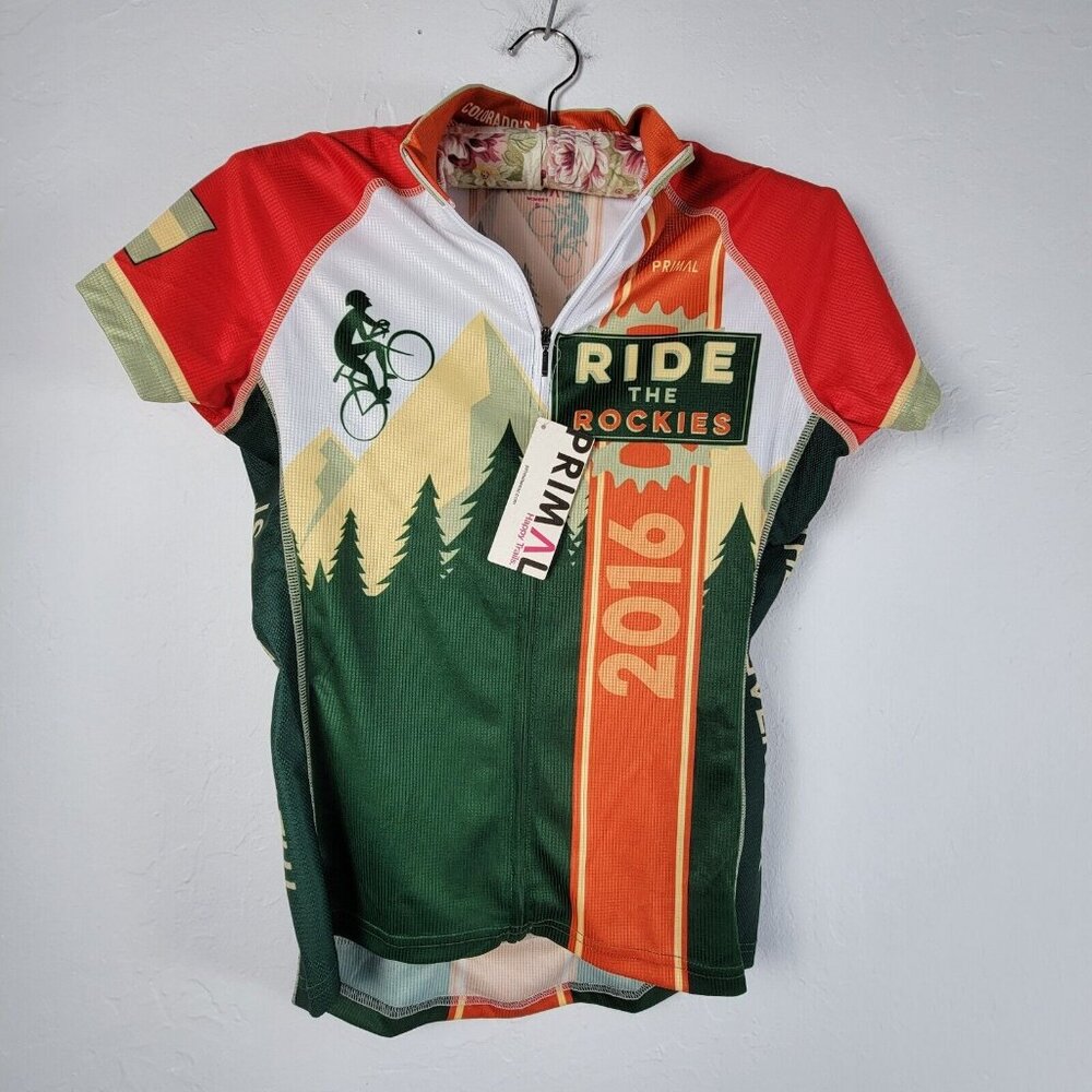 Primal Women S Full Zip Sport Cut Raglan Ride the Rockies Jersey Top 2016 NWT